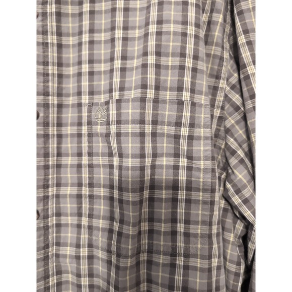 Timberland Men's 100% Cotton Khaki Plaid Button Up Shirt XL Outdoors‎ Rugged - Picture 3 of 8